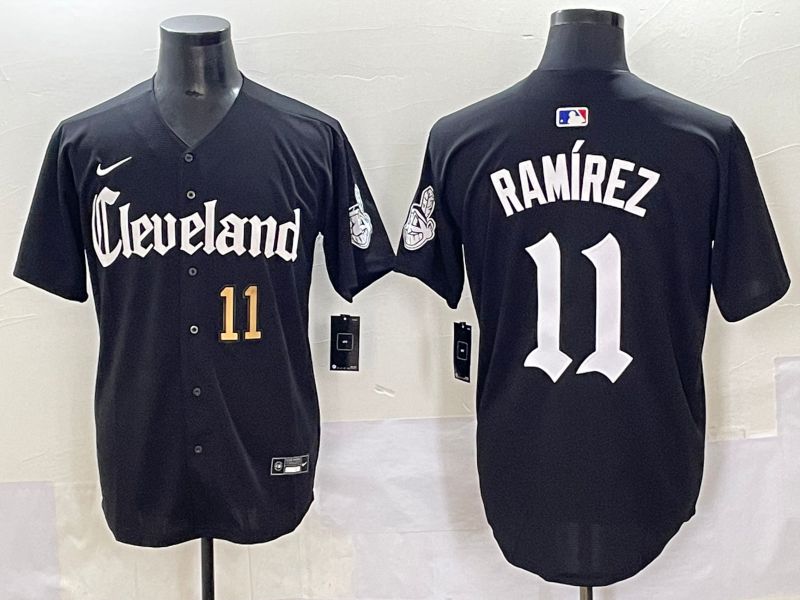 Men 2025 Cleveland Indians #11 Ramirez Black Five generations Joint Name Nike MLB Jersey style 6->cleveland indians->MLB Jersey